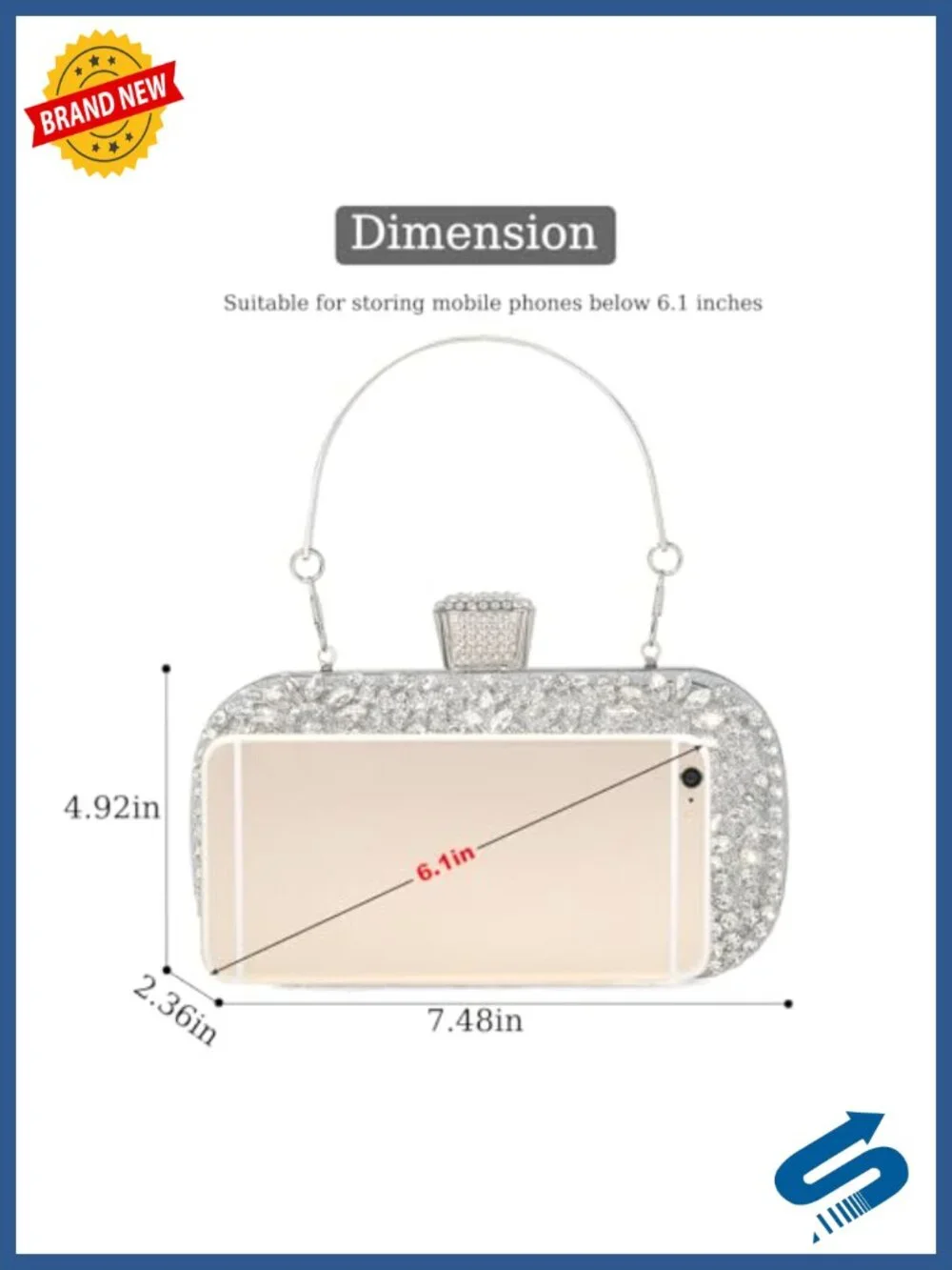 Sparkly Rhinestone Crystal Clutch Bag Sequin Bridal Evening Purse